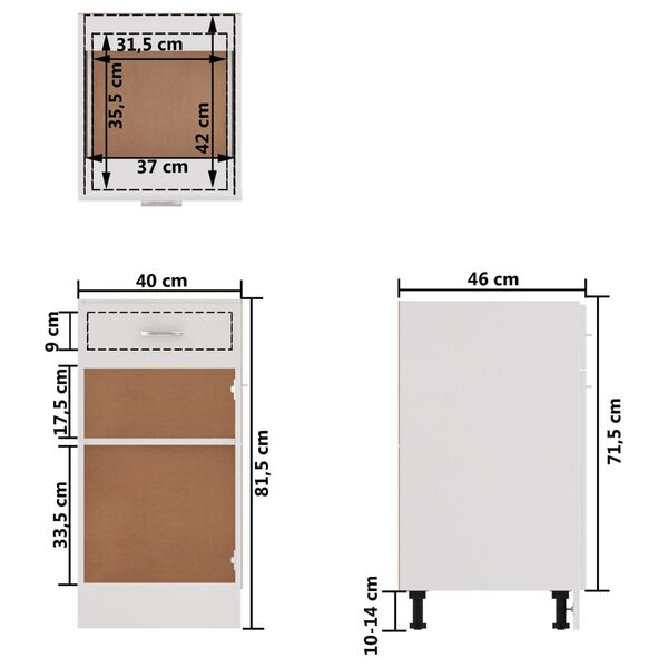 vidaXL Ντουλάπι με Συρτάρι Lyon Λευκό 40x46x81,5 εκ. Επεξ. Ξύλο