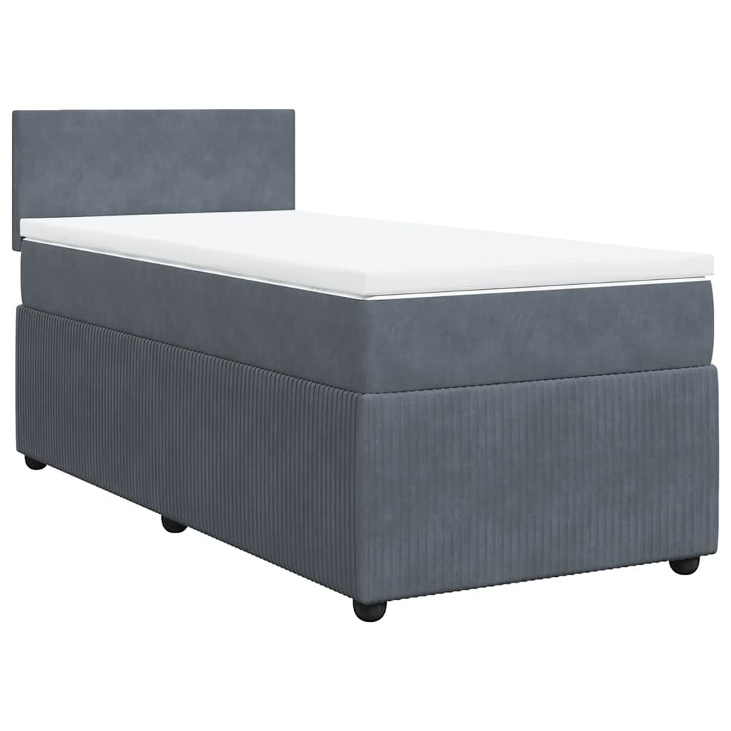 vidaXL Κρεβάτι Boxspring με Στρώμα Σκούρο Γκρι 90x200 εκ. Βελούδινο