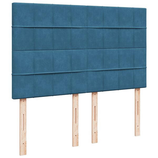 vidaXL Κρεβάτι Boxspring με Στρώμα Μπλε 140x200 εκ. Βελούδινο