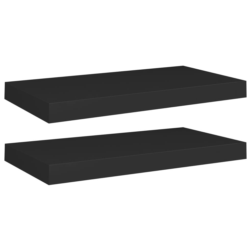 vidaXL Ράφια Τοίχου 2 τεμ. Μαύρα 50x23x3,8 εκ. MDF