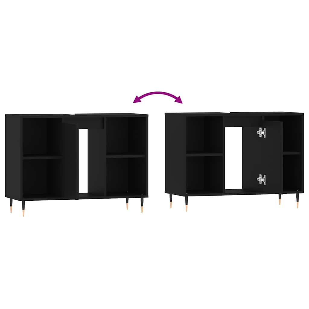 vidaXL Ντουλάπι Μπάνιου Μαύρο 80 x 33 x 60 εκ. από Επεξεργασμένο Ξύλο