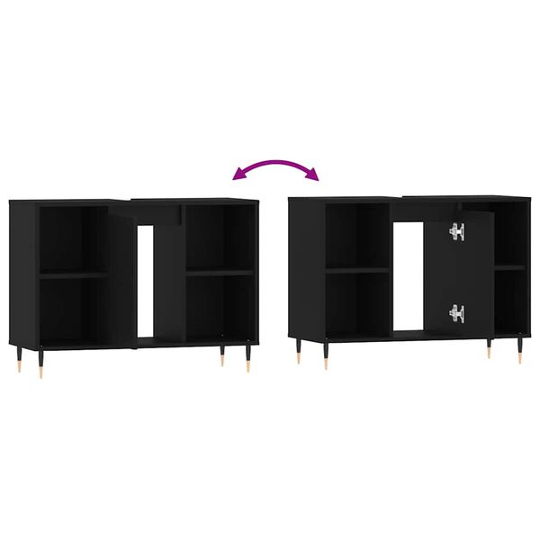 vidaXL Ντουλάπι Μπάνιου Μαύρο 80 x 33 x 60 εκ. από Επεξεργασμένο Ξύλο