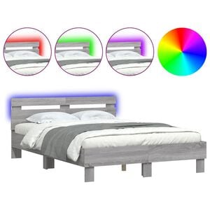 vidaXL &Pi;&lambda;&alpha;ί&sigma;&iota;&omicron; &Kappa;&rho;&epsilon;&beta;&alpha;&tau;&iota;&omicron;ύ &mu;&epsilon; &Kappa;&epsilon;&phi;&alpha;&lambda;ά&rho;&iota;/LED &Gamma;&kappa;&rho;&iota; Sonoma 135x190 &epsilon;&kappa;.