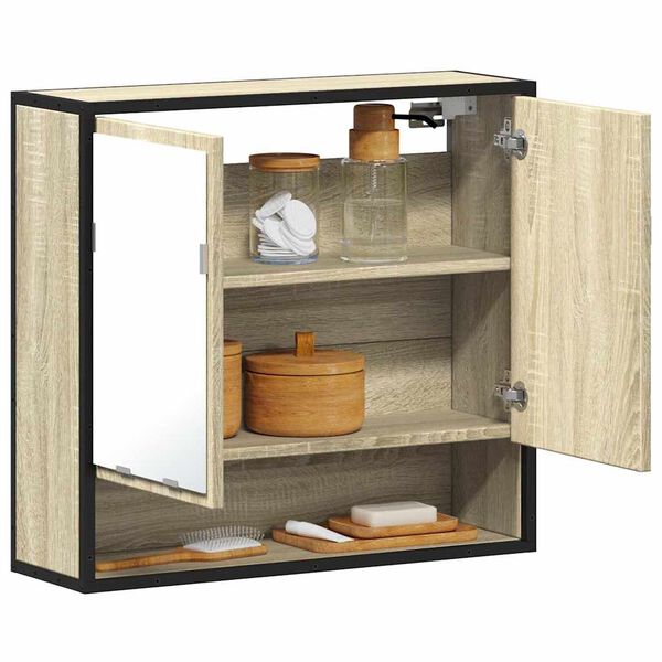 vidaXL Ντουλάπι Καθρέφτη Μπάνιου Sonoma Δρυς 65 x 20 x 60 εκ. από Τεχνητό Ξύλο