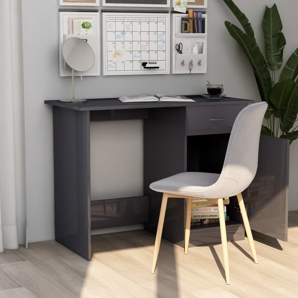vidaXL Γραφείο Γυαλιστερό Γκρι 100 x 50 x 76 εκ. από Μοριοσανίδα