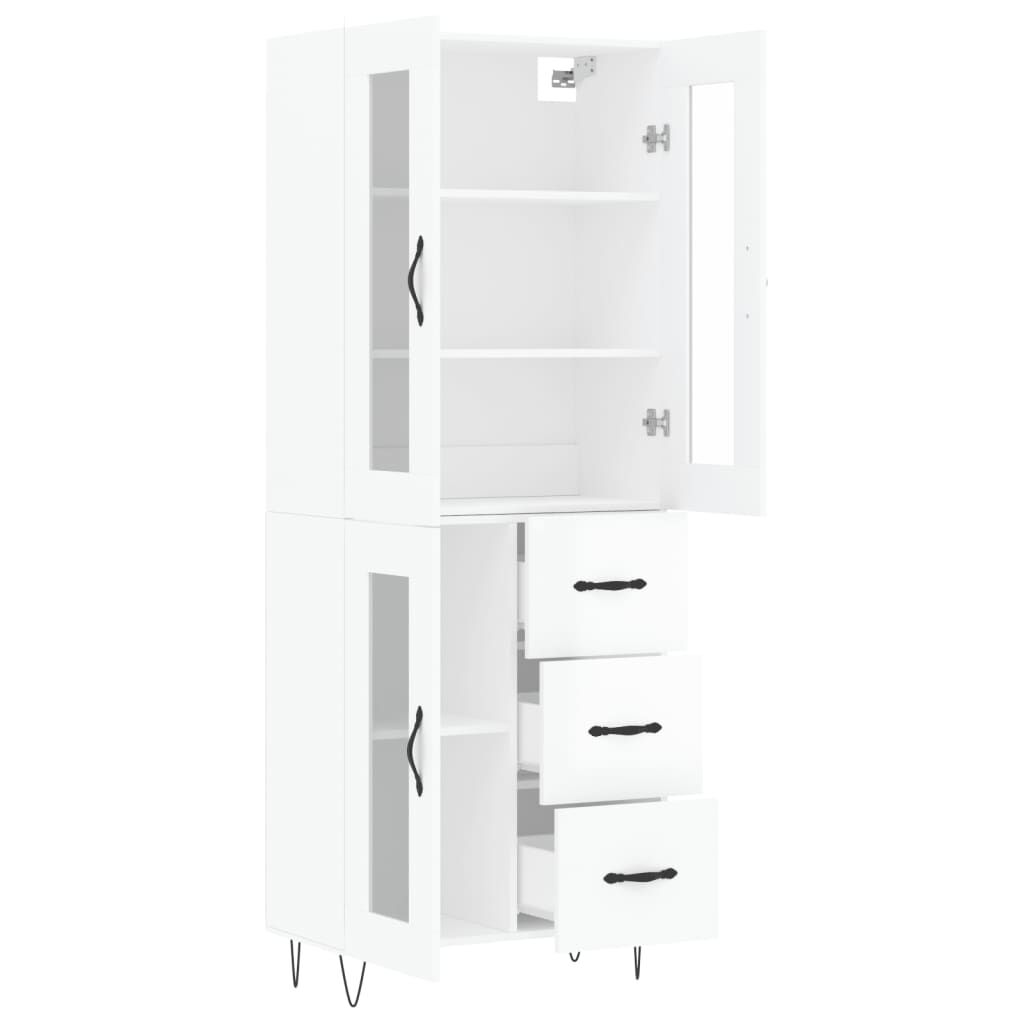 vidaXL Ντουλάπι Γυαλιστερό Λευκό 69,5x34x180 εκ. Επεξεργασμένο Ξύλο