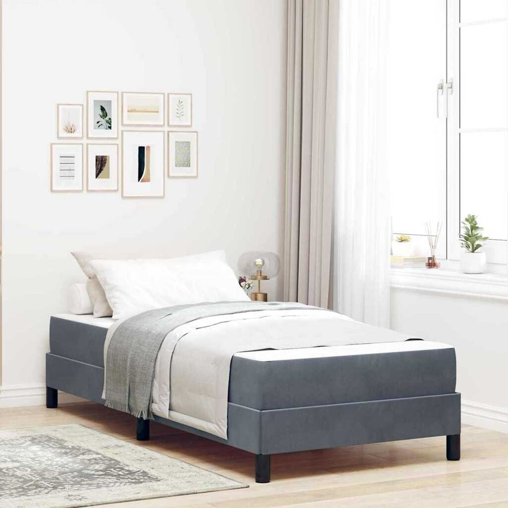 vidaXL Κρεβάτι box spring με στρώμα Σκούρο Γκρι 90 x 190 cm Βελούδο