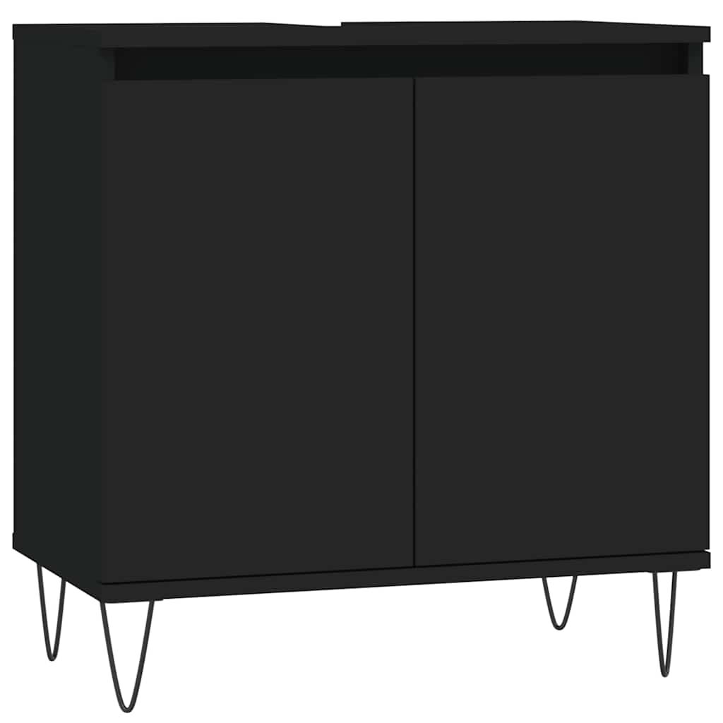 vidaXL Ντουλάπι Μπάνιου Μαύρο 58 x 33 x 60 εκ. από Επεξεργασμένο Ξύλο