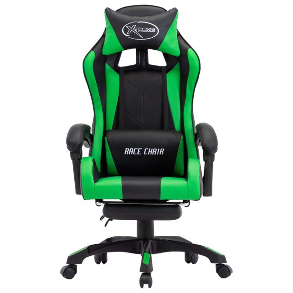 vidaXL Καρέκλα Racing με Υποπόδιο Πράσινη/Μαύρη από Συνθετικό Δέρμα