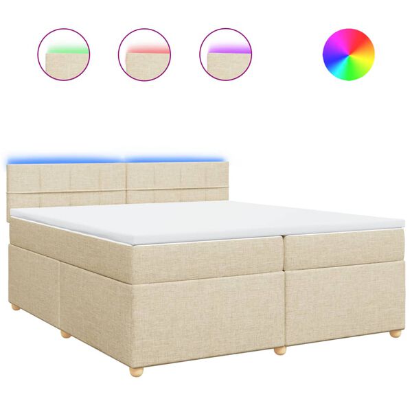 vidaXL &Kappa;&rho;&epsilon;&beta;ά&tau;&iota; Boxspring &mu;&epsilon; &Sigma;&tau;&rho;ώ&mu;&alpha; &Kappa;&rho;&epsilon;&mu; 200x200 &epsilon;&kappa;. &Upsilon;&phi;&alpha;&sigma;&mu;ά&tau;&iota;&nu;&omicron;