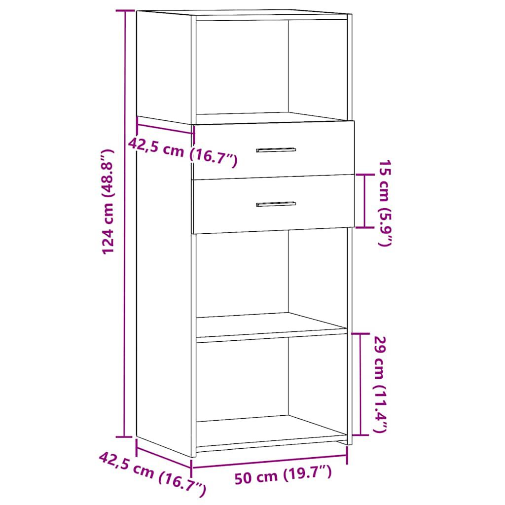 vidaXL Ντουλάπι Καφέ Δρυς 50x42,5x124 εκ. από Επεξεργασμένο Ξύλο