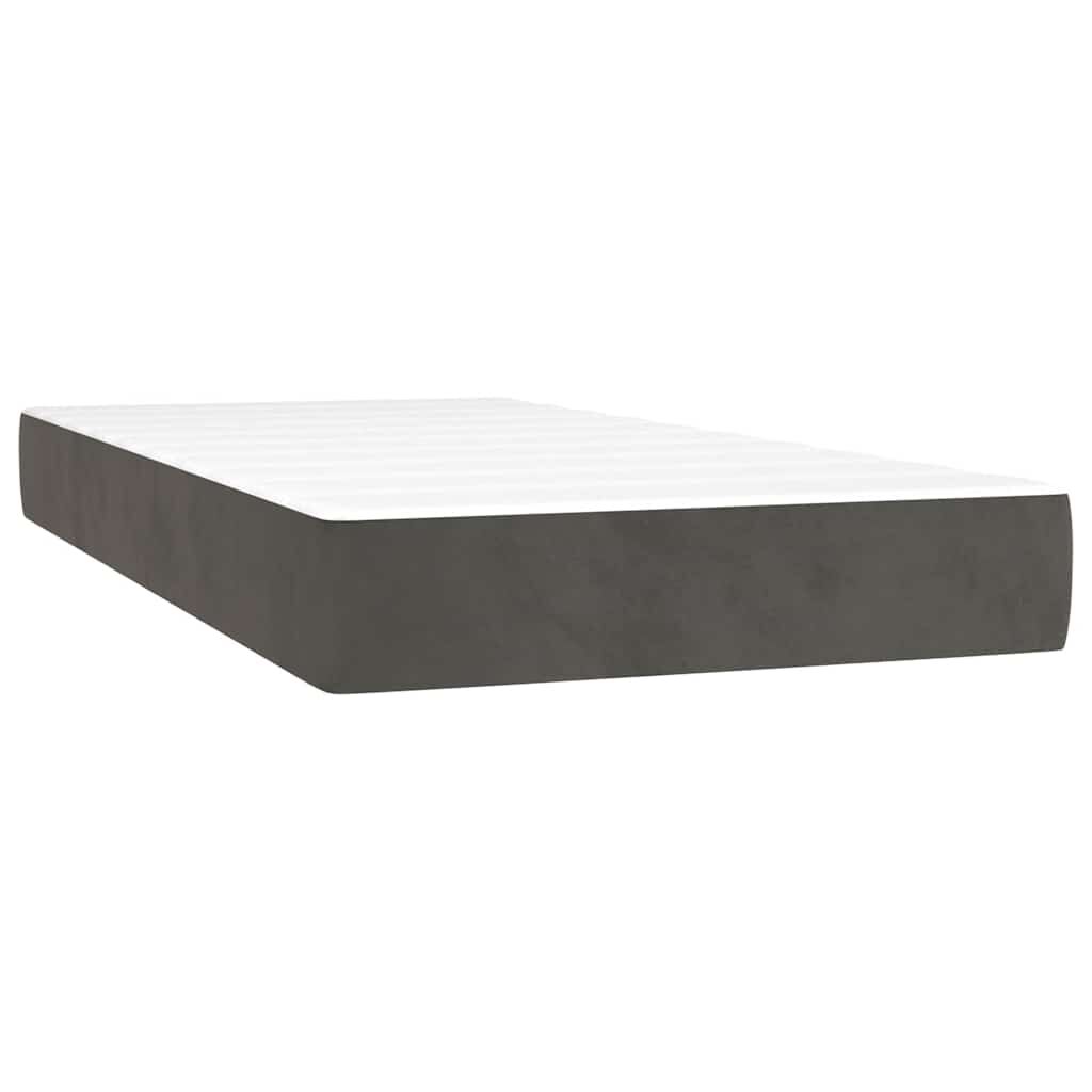 vidaXL Κρεβάτι Boxspring με Στρώμα & LED Σκ.Γκρι 120x190εκ. Βελούδινο
