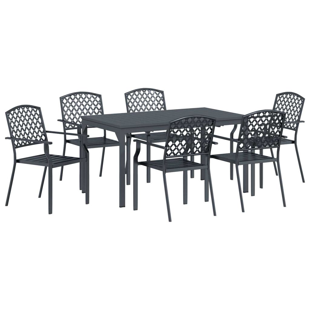 vidaXL Σέτ φαγητού για κήπο 7 pcs Ανθρακί Ατσάλι
