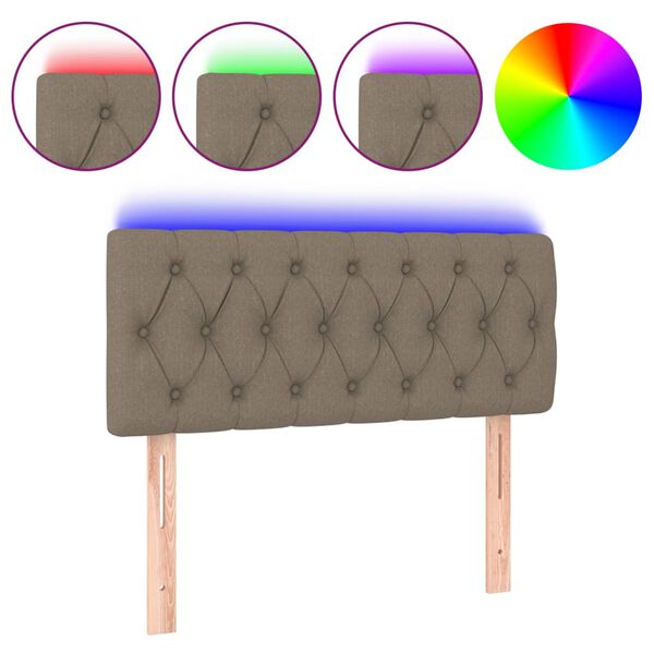 vidaXL Κεφαλάρι Κρεβατιού LED Taupe 100x7x78/88 εκ. Υφασμάτινο