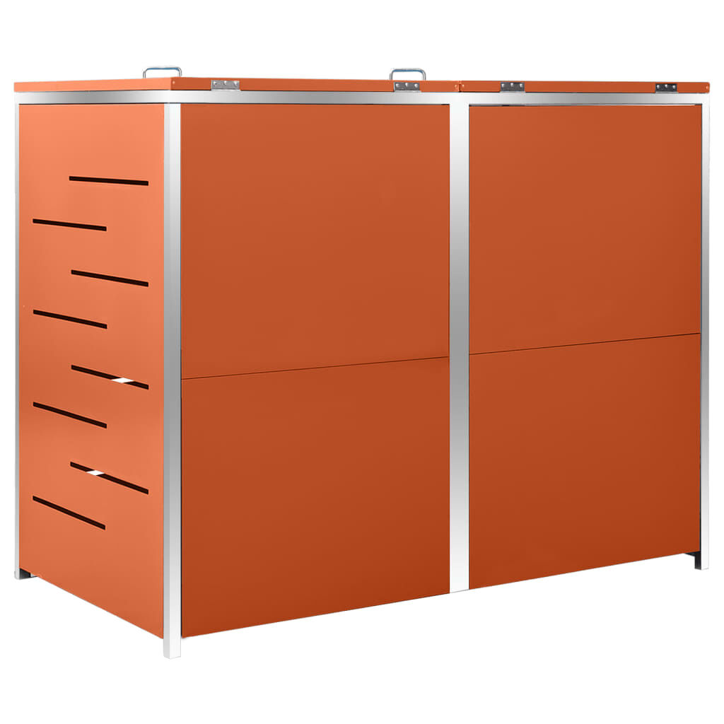 vidaXL Πλαίσιο Κάδων Απορρ. Διπλό με Ρόδες 138x77,5x112,5 εκ Αν. Ατσα.