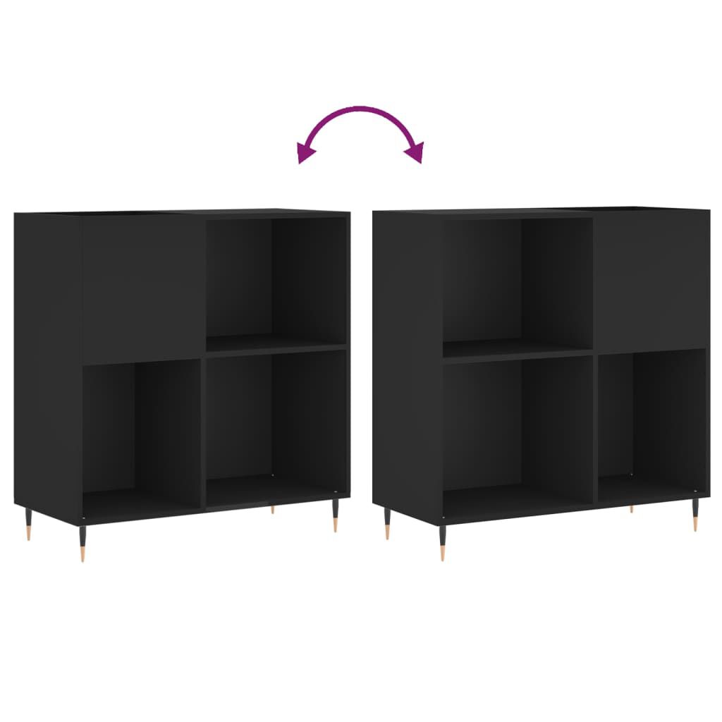 vidaXL Δισκοθήκη Μαύρη 84,5 x 38 x 89 εκ. από Επεξεργασμένο Ξύλο