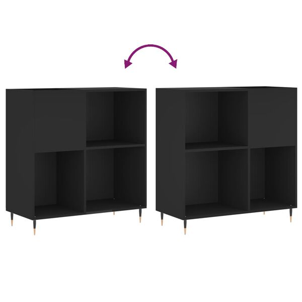 vidaXL Δισκοθήκη Μαύρη 84,5 x 38 x 89 εκ. από Επεξεργασμένο Ξύλο