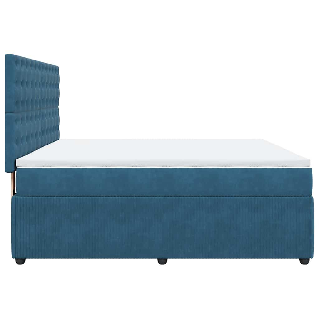 vidaXL Κρεβάτι Boxspring με Στρώμα Σκούρο Μπλε 180x200 εκ. Βελούδινο