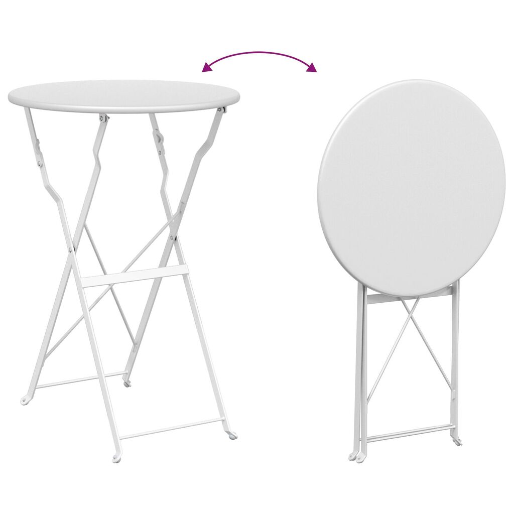 vidaXL τραπέζι bistro πτυσσόμενο λευκό Ø50x71 εκ. από βαμμένο ατσάλι