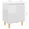 vidaXL Κομοδίνα 2 τεμ. Γυαλιστ. Λευκό 40x30x50 εκ. Μασίφ Ξύλινα Πόδια