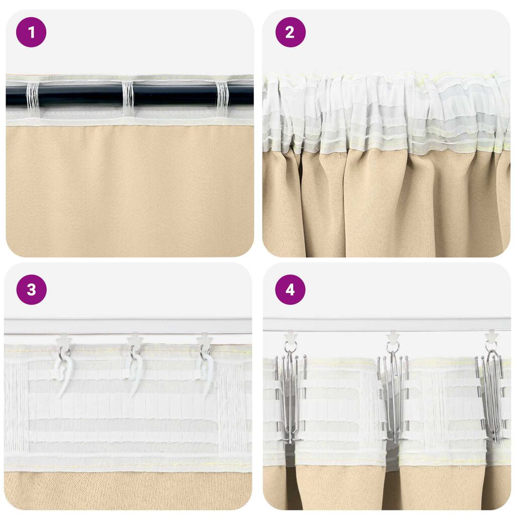 vidaXL Κουρτίνες με κουρτίνες 2 pcs Κρεμ 245 x 140 εκ. Πολυεστέρας