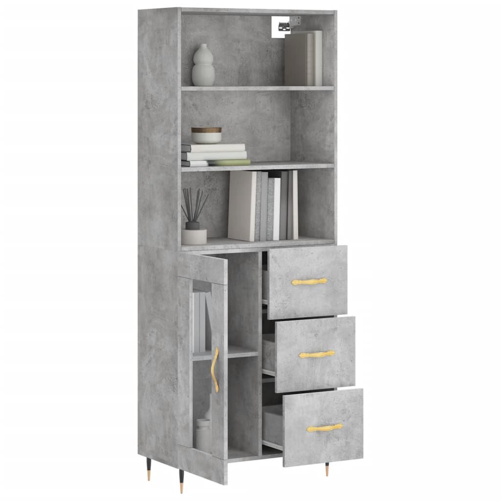 vidaXL Ντουλάπι Γκρι Σκυροδέματος 69,5x34x180 εκ. Επεξεργασμένο Ξύλο
