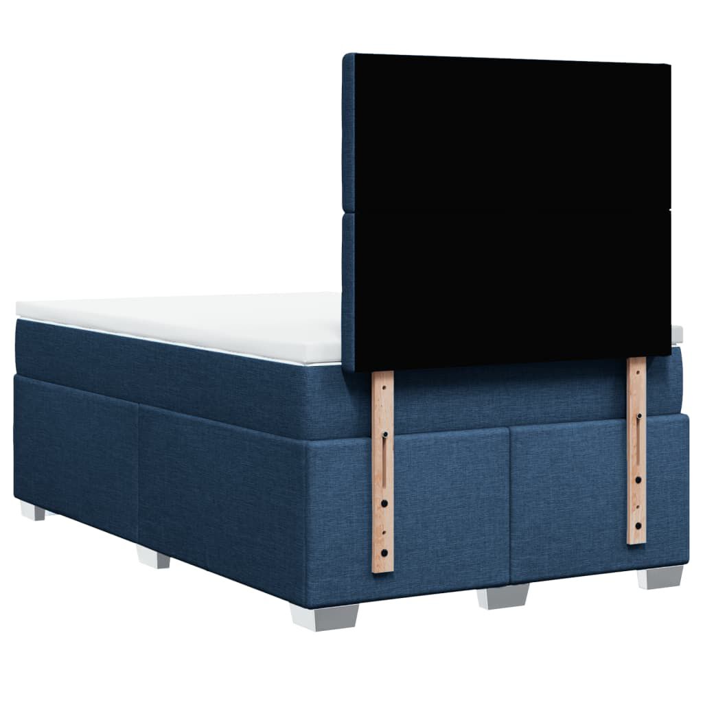 vidaXL Κρεβάτι Boxspring με Στρώμα Μπλε 120x190 εκ. Υφασμάτινο