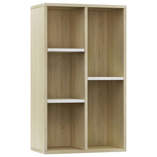 vidaXL Ραφιέρα / Βιβλιοθήκη Λευκή/Sonoma Δρυς 50x25x80 εκ. Επεξ. Ξύλο