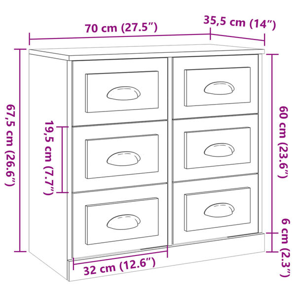vidaXL Ντουλάπι Γυαλιστερό Λευκό 70x35,5x67,5 εκ. Επεξεργασμένο Ξύλο