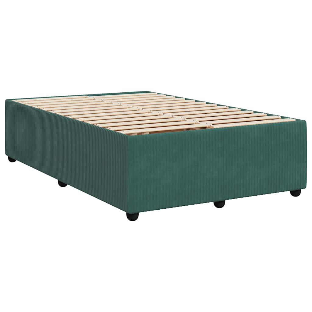 vidaXL Κρεβάτι Boxspring με Στρώμα Σκούρο Πράσινο 120x190εκ. Βελούδινο