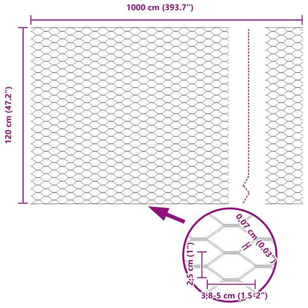 vidaXL Φράχτης Εξαγώνου Πράσινο 1.2 x 10 m Ατσάλι