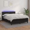 vidaXL Κρεβάτι Boxspring με Στρώμα & LED Μαύρο 140x200 εκ. Συνθ. Δέρμα