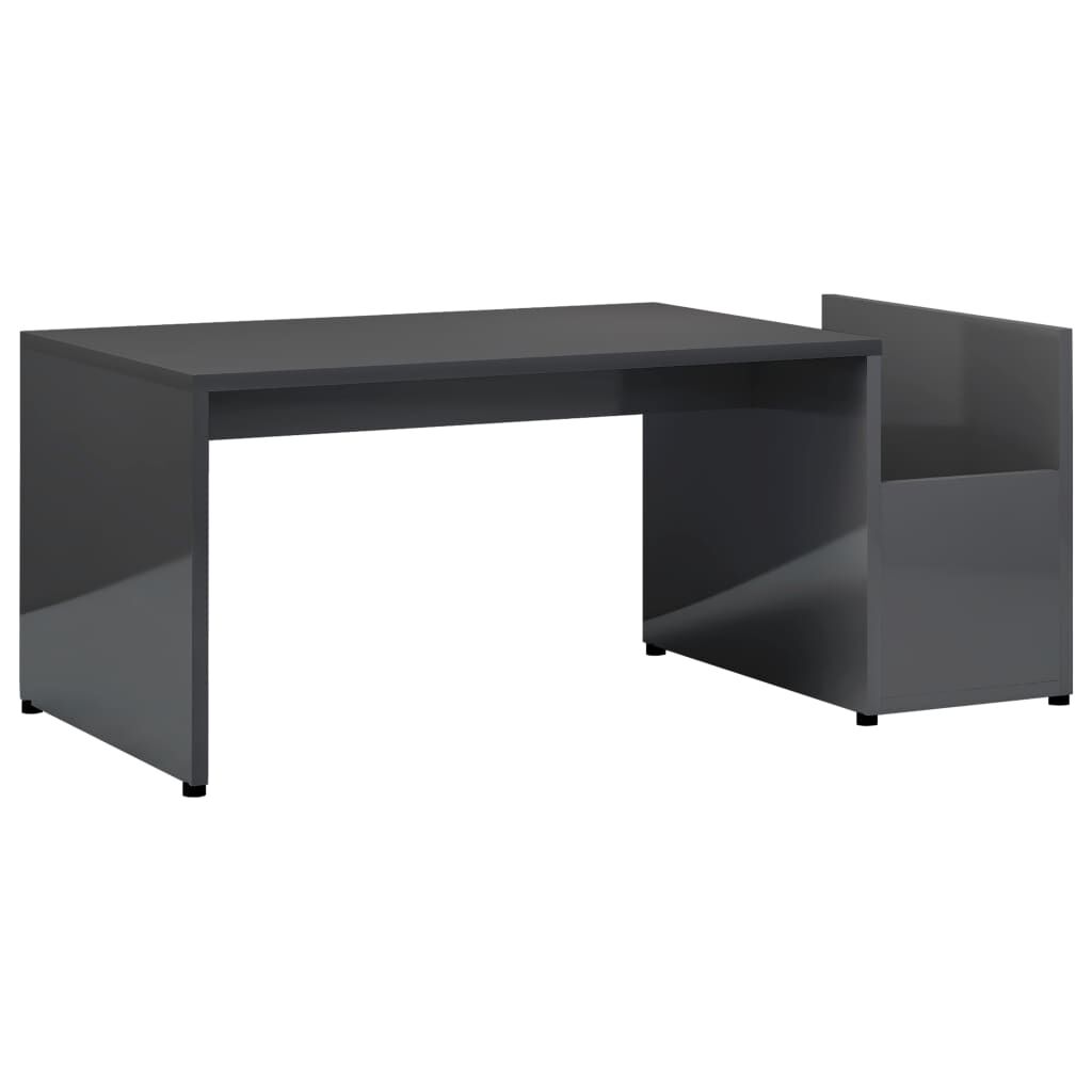 vidaXL Τραπεζάκι Σαλονιού Γυαλιστερό Γκρι 90x45x35 εκ. Επεξ. Ξύλο