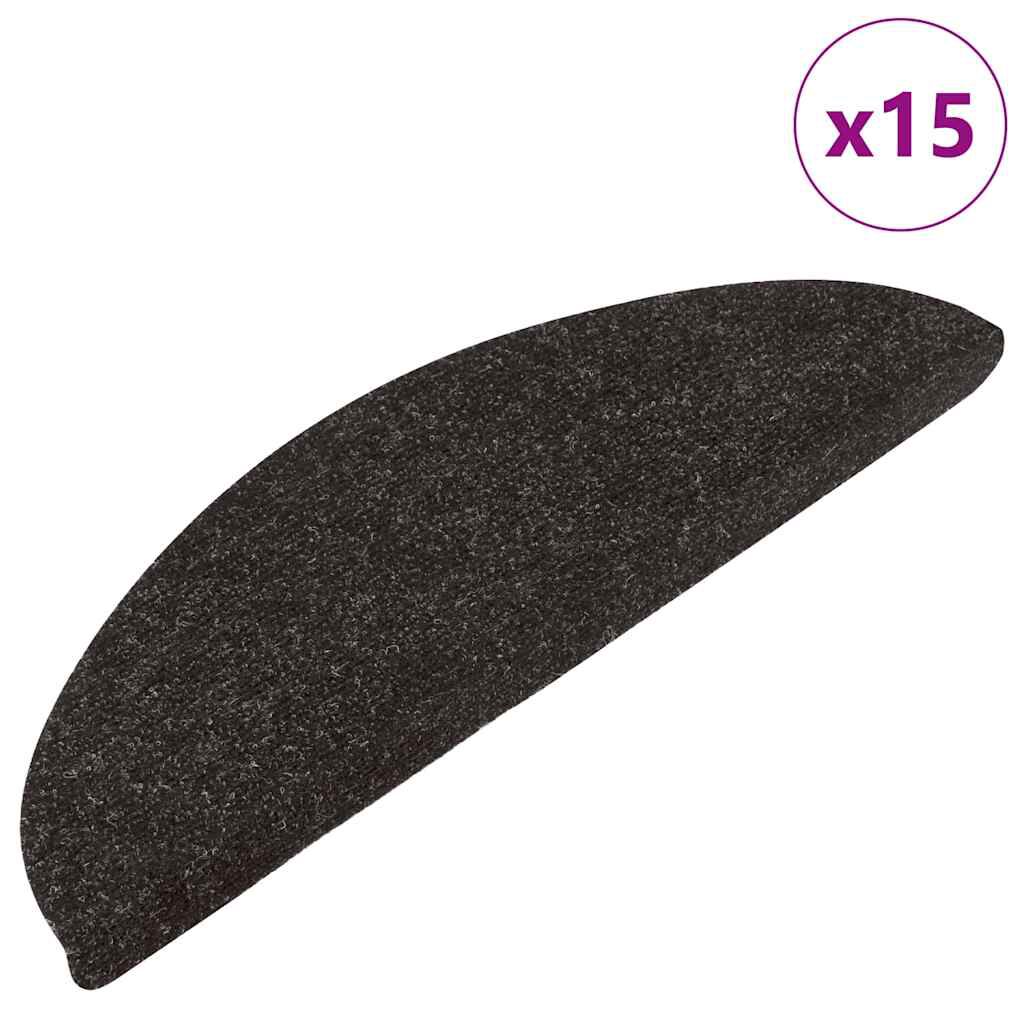 vidaXL Πατάκια Σκάλας Αυτοκόλλητα 15 τεμ. Μαύρα 56x17x3 εκ.
