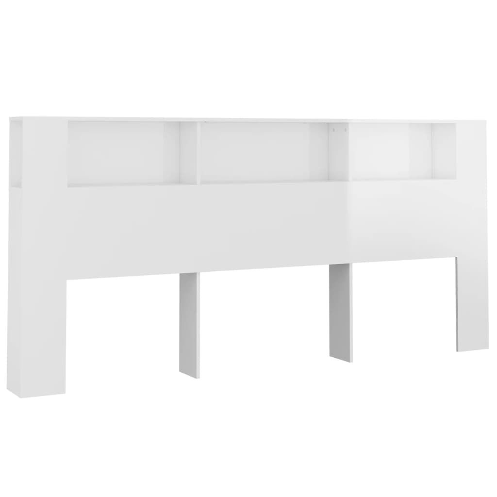 vidaXL Κεφαλάρι Με Αποθ. Χώρο Γυαλιστερό Λευκό 220x18,5x104,5 εκ.