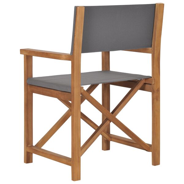 vidaXL Καρέκλα Σκηνοθέτη Γκρι από Μασίφ Ξύλο Teak