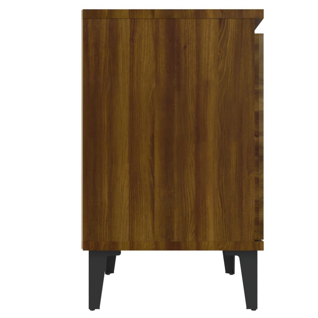 vidaXL Κομοδίνο Καφέ Δρυς 40 x 30 x 50 εκ. με Μεταλλικά Πόδια