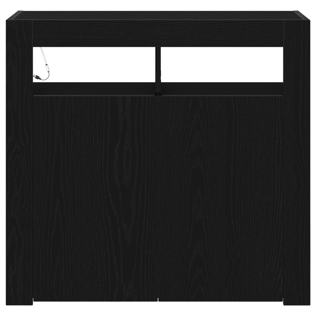 vidaXL Κονσόλα με LED Φώτα Μαύρο Δρυς 80x35x75 εκ από Ξύλο