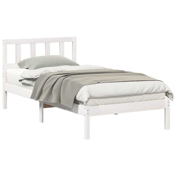 vidaXL Σκελετός Κρεβατιού Λευκό 90 x 190 cm Μασίφ ξύλο πεύκου