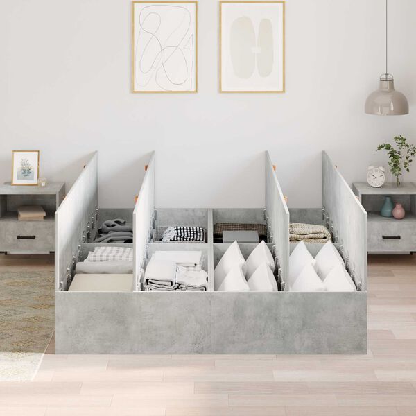 vidaXL Κρεβάτι Αποθήκευσης Γκρι Σκυρόδεμα 160x200 cm