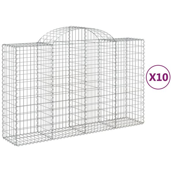 vidaXL Συρματοκιβώτια Τοξωτά 10 τεμ. 200x50x120/140 εκ. Γαλβαν. Ατσάλι