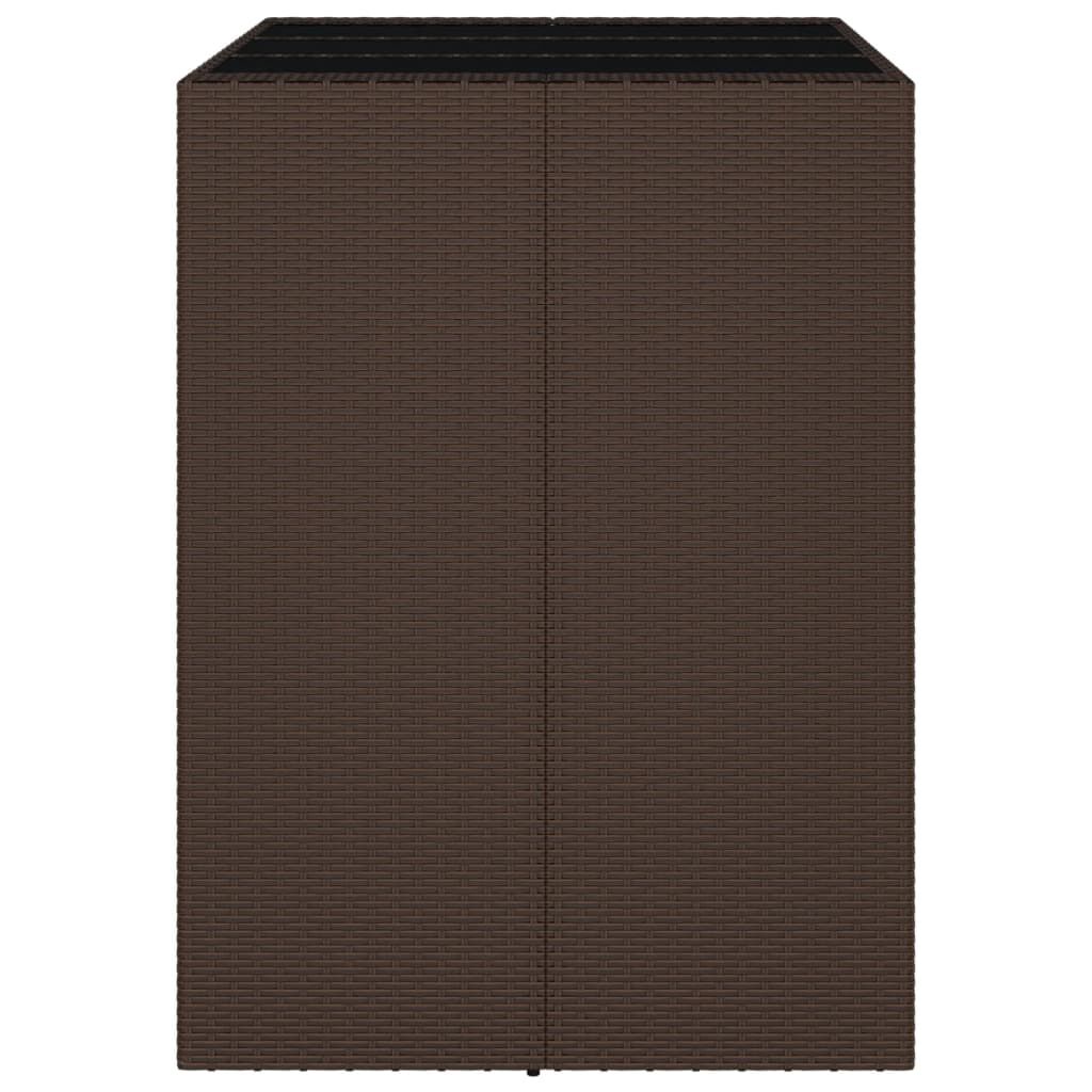 vidaXL Τραπέζι Μπαρ με Γυάλ. Επιφάνεια Καφέ 105x80x110 εκ. Συνθ. Ρατάν