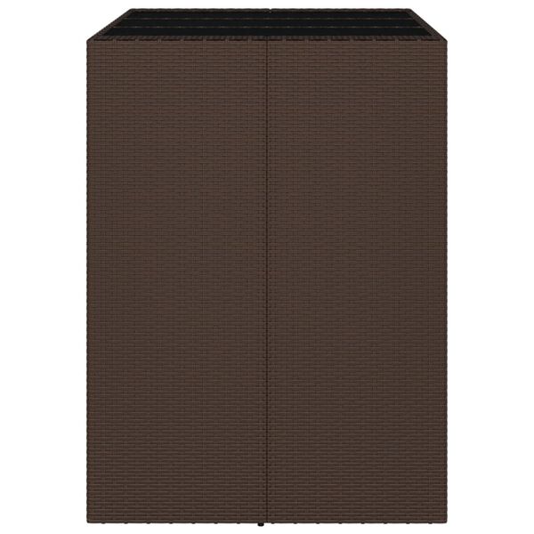 vidaXL Τραπέζι Μπαρ με Γυάλ. Επιφάνεια Καφέ 105x80x110 εκ. Συνθ. Ρατάν