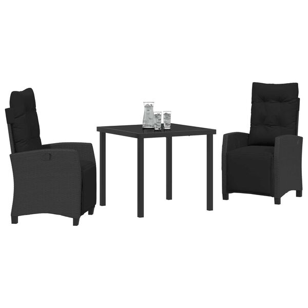 vidaXL Σέτ φαγητού για κήπο 3 pcs Μαύρο συνθετικό ρατάν