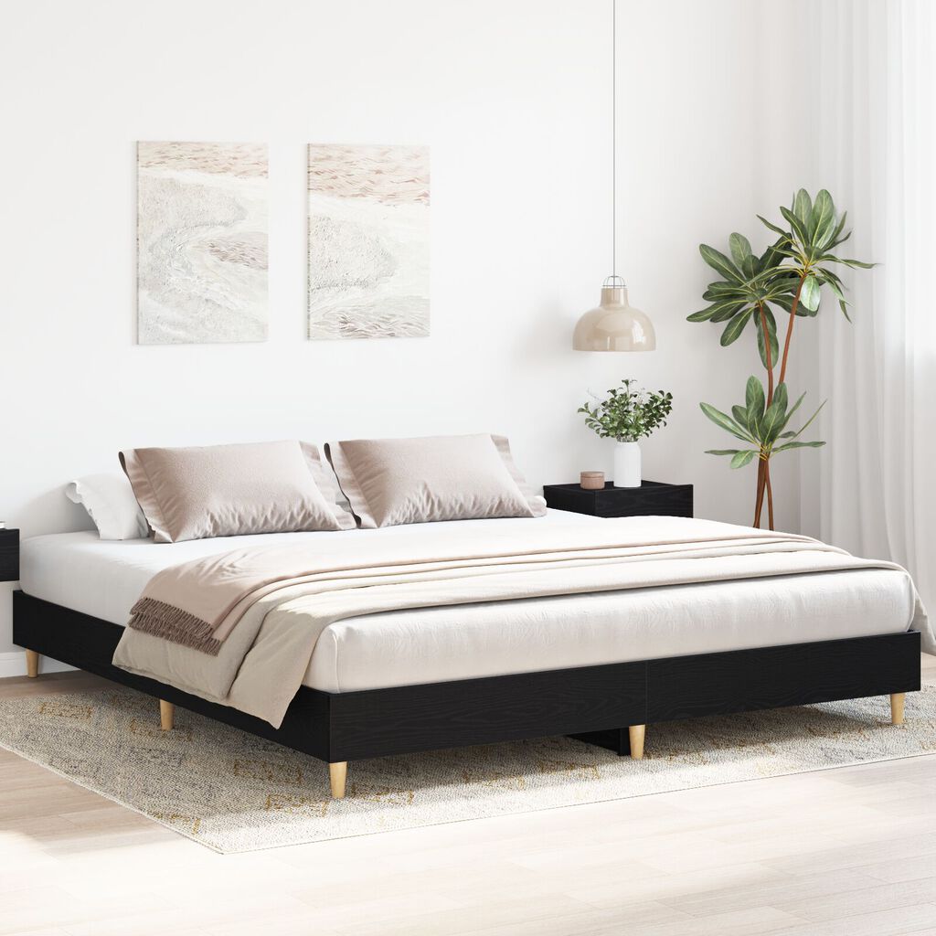 vidaXL Κρεβάτι Μαύρο Δρυ 160x200 εκ. Επεξεργασμένο Ξύλο