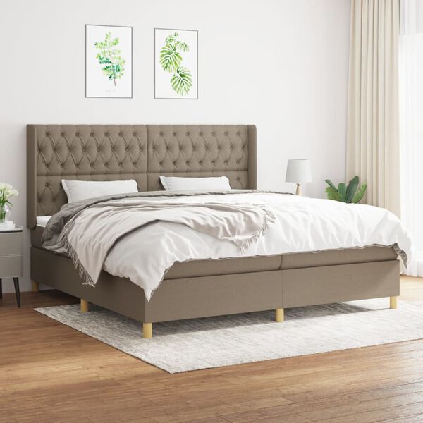 vidaXL &Kappa;&rho;&epsilon;&beta;ά&tau;&iota; Boxspring &mu;&epsilon; &Sigma;&tau;&rho;ώ&mu;&alpha; Taupe 200x200 &epsilon;&kappa;. &Upsilon;&phi;&alpha;&sigma;&mu;ά&tau;&iota;&nu;&omicron;