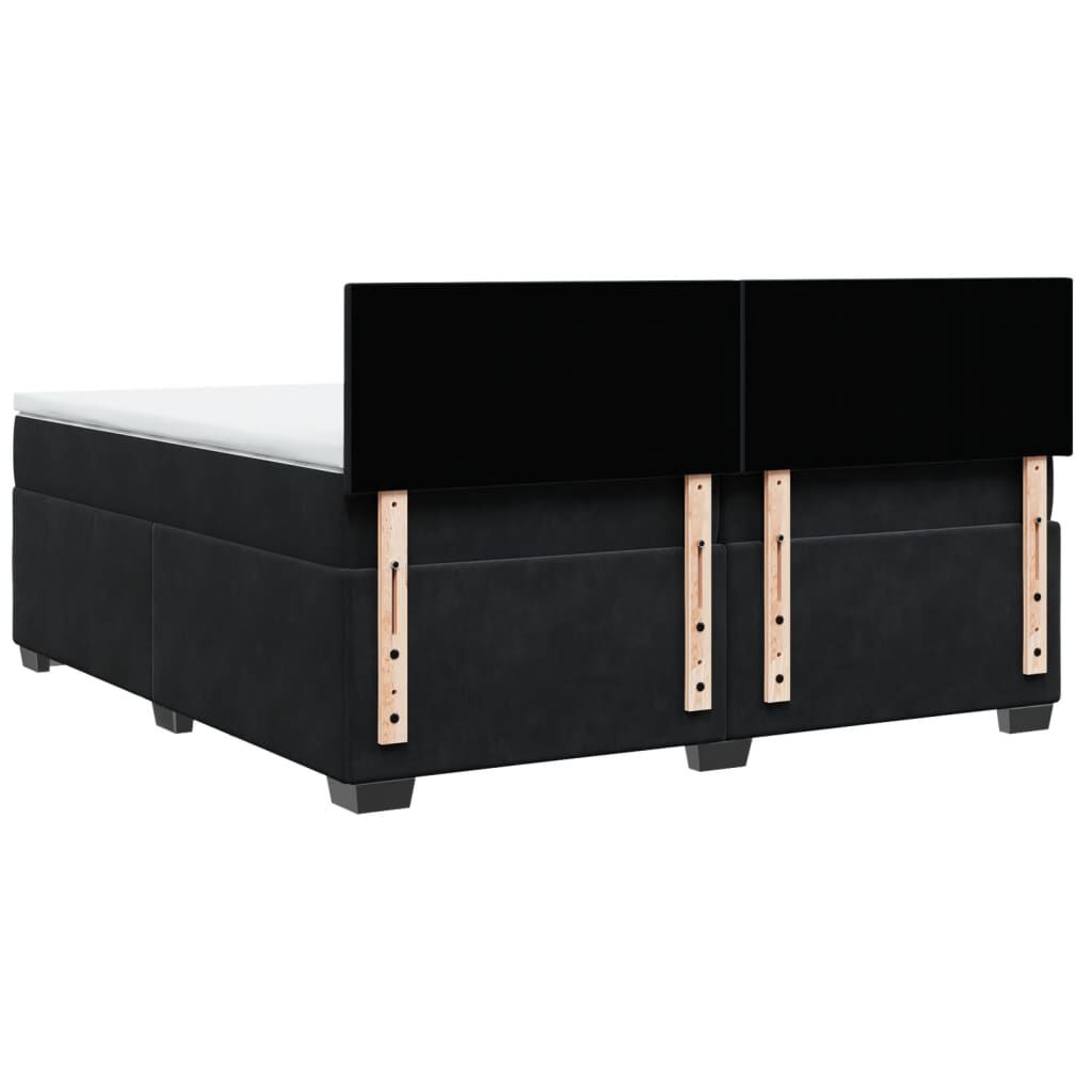 vidaXL Κρεβάτι Boxspring με Στρώμα Μαύρο 200x200 εκ. Βελούδινο