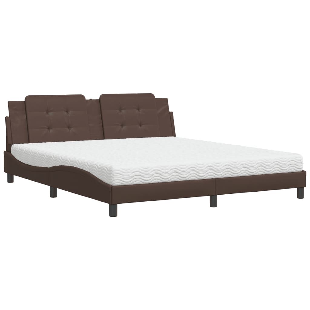 vidaXL Κρεβάτι με Στρώμα Καφέ 180x200 εκ. Συνθετικό Δέρμα