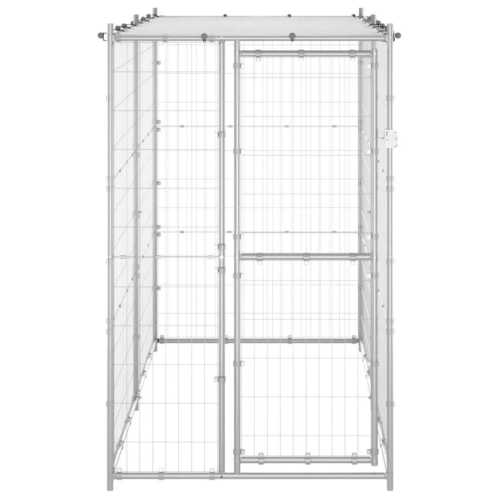 vidaXL Κλουβί Σκύλου Εξ. Χώρου Γαλβαν. Χάλυβας 110x220x180εκ Στέγαστρο