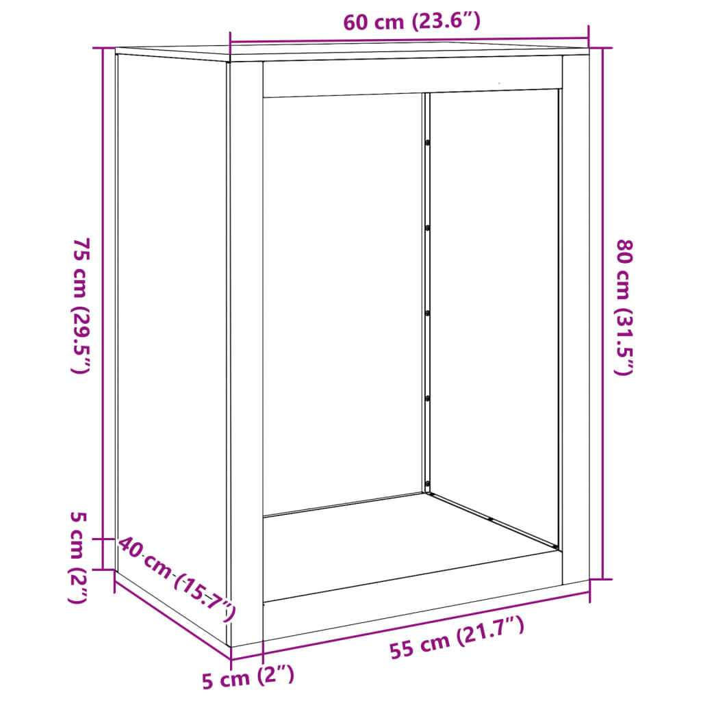 vidaXL Ράφι Καυσόξυλων Ανθρακί 60x40x80 εκ. Ατσάλινο